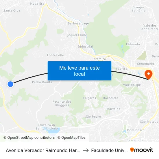 Avenida Vereador Raimundo Hargreaves to Faculdade Universo map