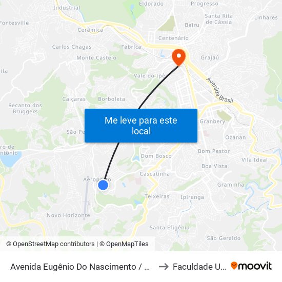 Avenida Eugênio Do Nascimento / Estádio Municipal to Faculdade Universo map