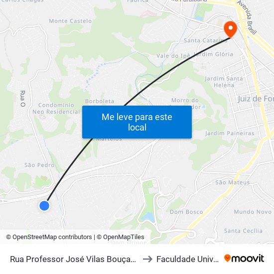 Rua Professor José Vilas Bouçada, 530 to Faculdade Universo map