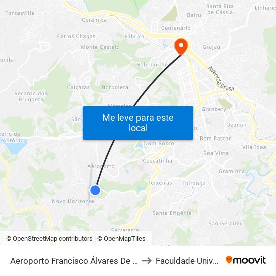 Aeroporto Francisco Álvares De Assis to Faculdade Universo map