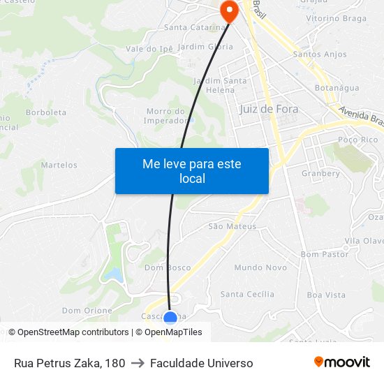 Rua Petrus Zaka, 180 to Faculdade Universo map