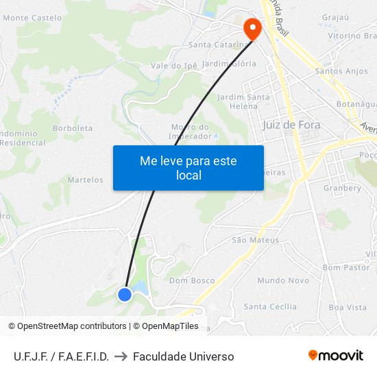 U.F.J.F. / F.A.E.F.I.D. to Faculdade Universo map