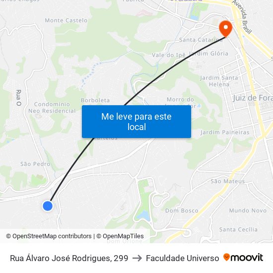 Rua Álvaro José Rodrigues, 299 to Faculdade Universo map
