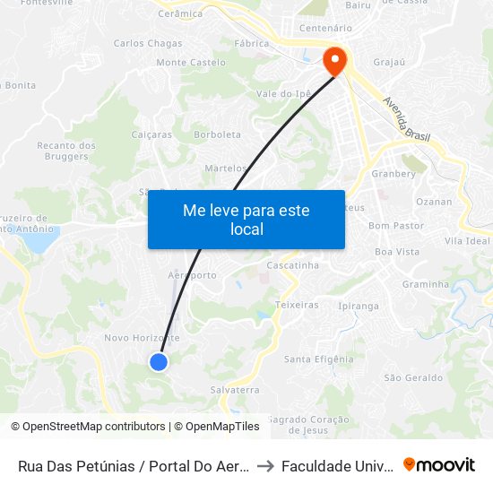 Rua Das Petúnias / Portal Do Aeroporto to Faculdade Universo map