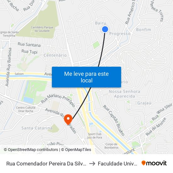 Rua Comendador Pereira Da Silva, 320 to Faculdade Universo map