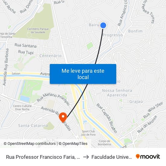 Rua Professor Francisco Faria, 435 to Faculdade Universo map