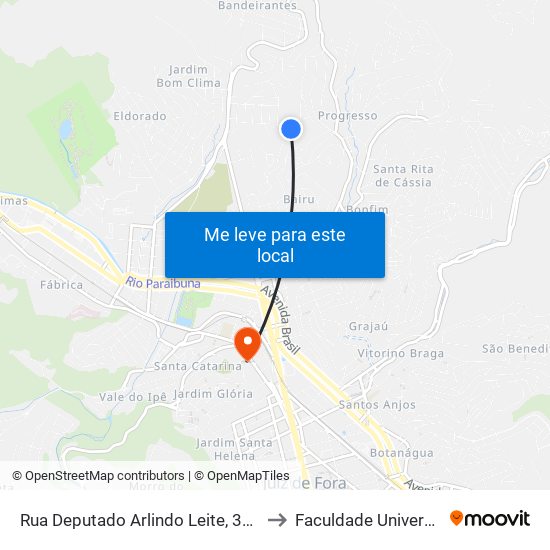 Rua Deputado Arlindo Leite, 350 to Faculdade Universo map