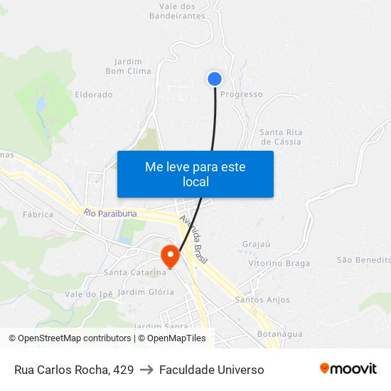 Rua Carlos Rocha, 429 to Faculdade Universo map