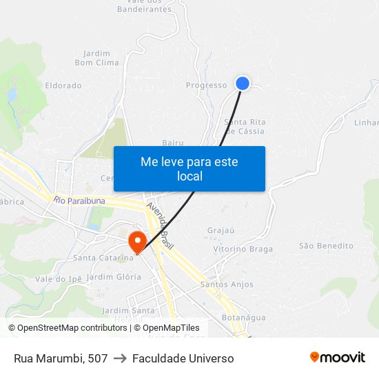 Rua Marumbi, 507 to Faculdade Universo map