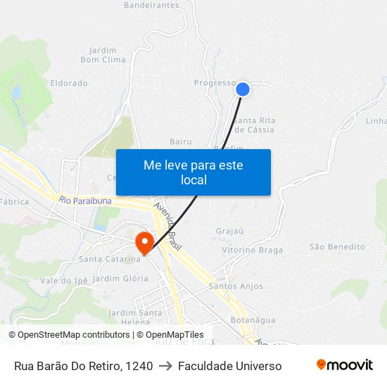 Rua Barão Do Retiro, 1240 to Faculdade Universo map