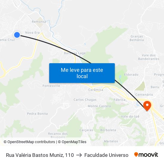 Rua Valéria Bastos Muniz, 110 to Faculdade Universo map