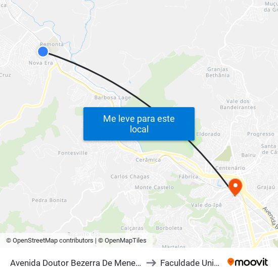 Avenida Doutor Bezerra De Menezes, 586 to Faculdade Universo map