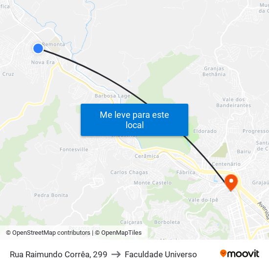 Rua Raimundo Corrêa, 299 to Faculdade Universo map