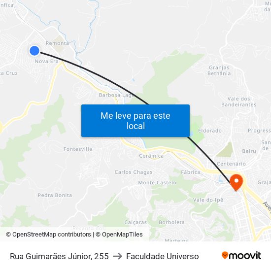 Rua Guimarães Júnior, 255 to Faculdade Universo map