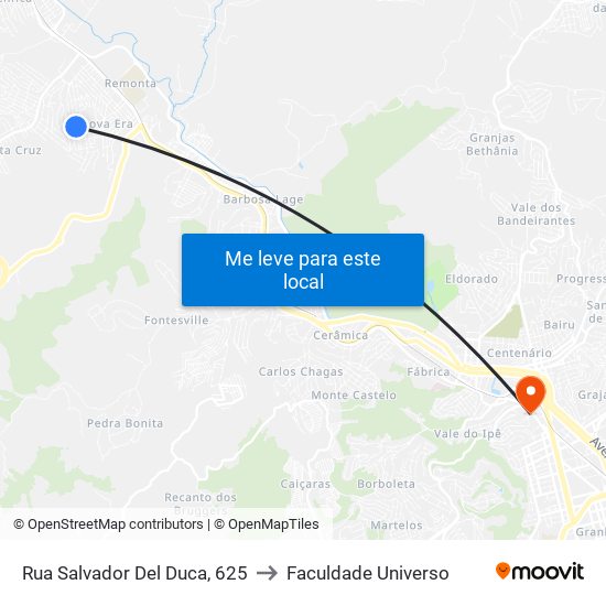 Rua Salvador Del Duca, 625 to Faculdade Universo map