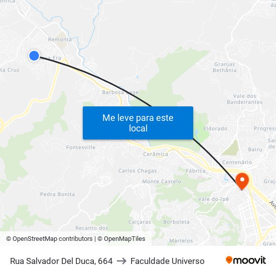 Rua Salvador Del Duca, 664 to Faculdade Universo map