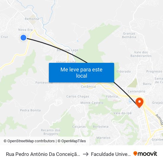 Rua Pedro Antônio Da Conceição, 75 to Faculdade Universo map