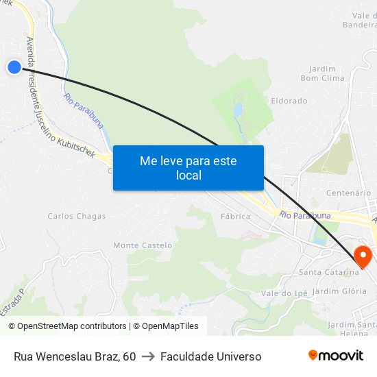 Rua Wenceslau Braz, 60 to Faculdade Universo map