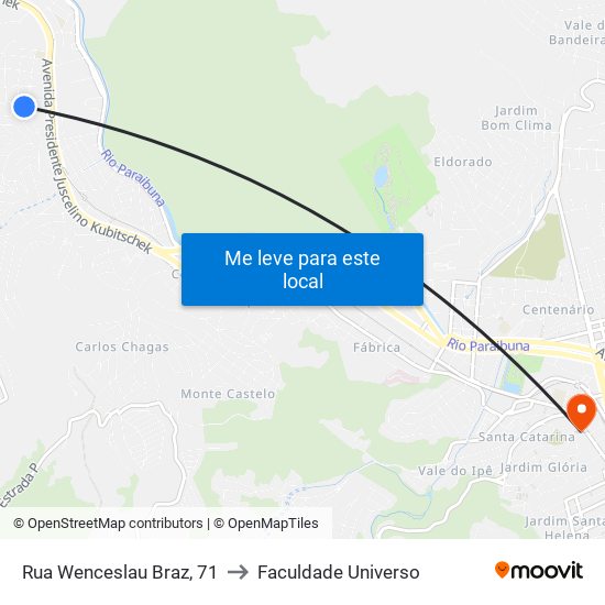 Rua Wenceslau Braz, 71 to Faculdade Universo map