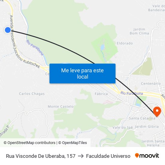 Rua Visconde De Uberaba, 157 to Faculdade Universo map