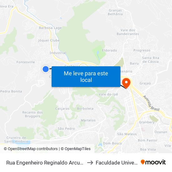 Rua Engenheiro Reginaldo Arcuri, 51 to Faculdade Universo map