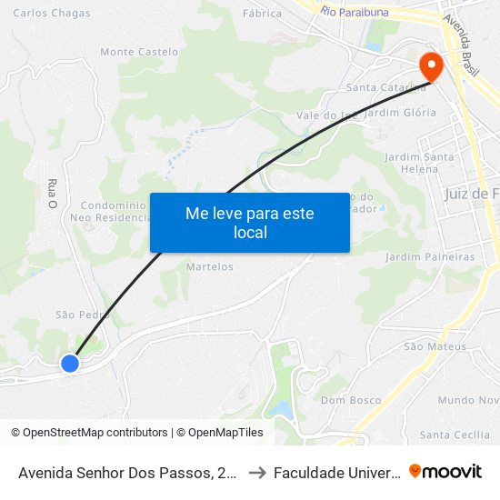 Avenida Senhor Dos Passos, 2111 to Faculdade Universo map