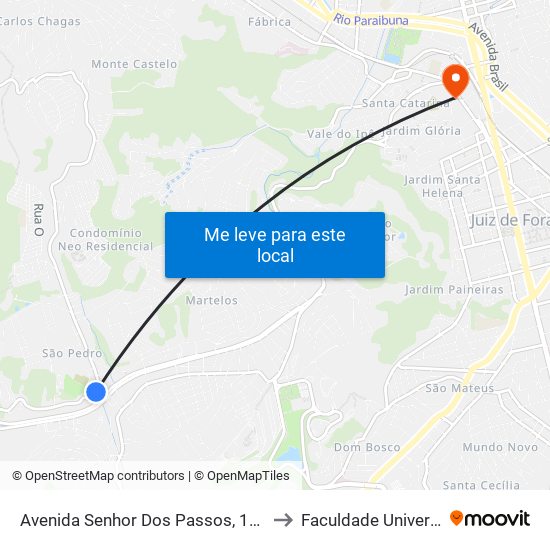 Avenida Senhor Dos Passos, 1846 to Faculdade Universo map