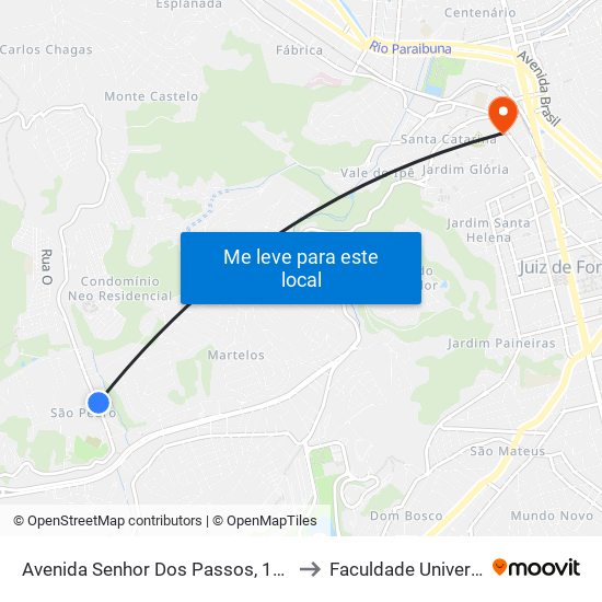 Avenida Senhor Dos Passos, 1500 to Faculdade Universo map