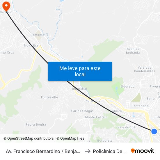 Av. Francisco Bernardino / Benjamin Constant to Policlínica De Benfica map
