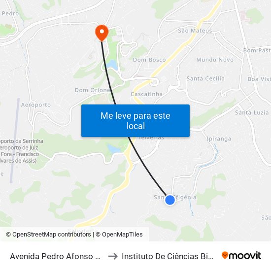 Avenida Pedro Afonso Pinheiro, 357 to Instituto De Ciências Biológicas - Icb map