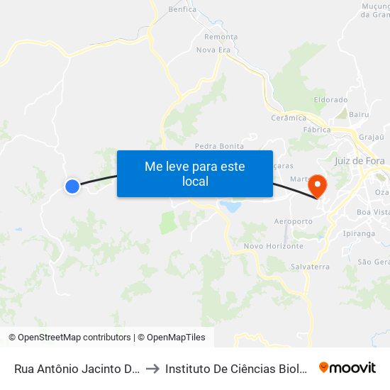 Rua Antônio Jacinto De Oliveira to Instituto De Ciências Biológicas - Icb map