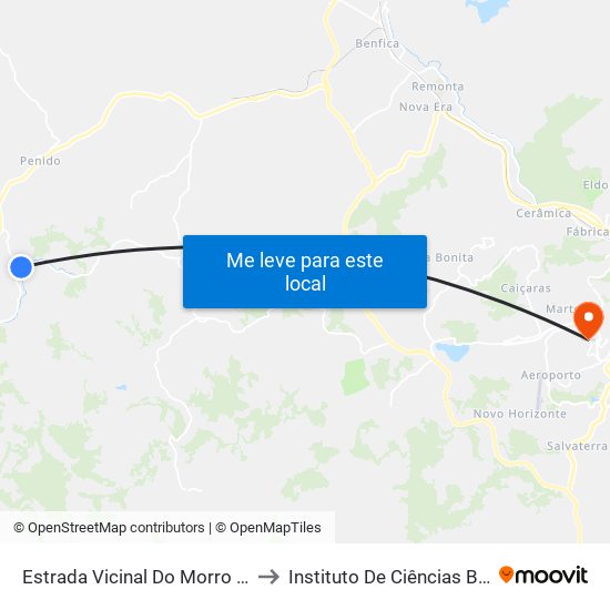 Estrada Vicinal Do Morro Do Arrependido to Instituto De Ciências Biológicas - Icb map
