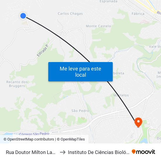 Rua Doutor Milton Ladeira, 507 to Instituto De Ciências Biológicas - Icb map