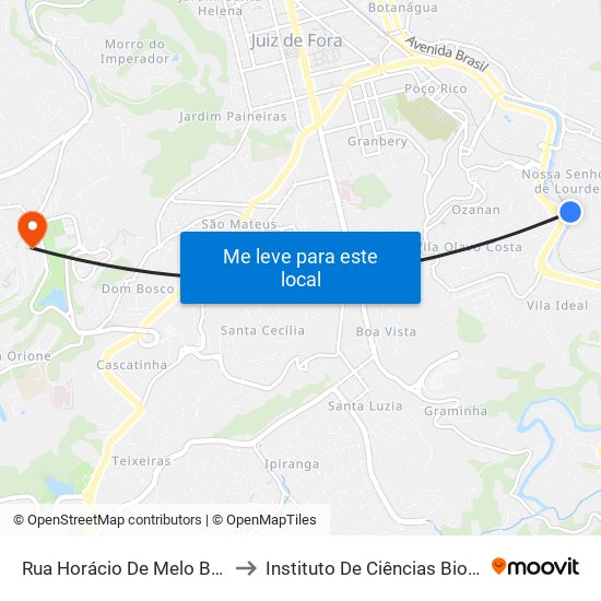 Rua Horácio De Melo Brandão, 865 to Instituto De Ciências Biológicas - Icb map