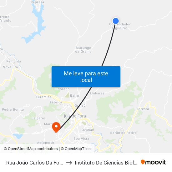 Rua João Carlos Da Fonseca, 215 to Instituto De Ciências Biológicas - Icb map