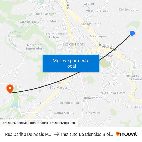 Rua Carlita De Assis Pereira, 125 to Instituto De Ciências Biológicas - Icb map