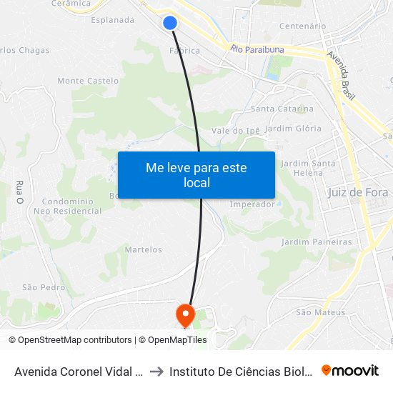 Avenida Coronel Vidal / Cisdeste to Instituto De Ciências Biológicas - Icb map