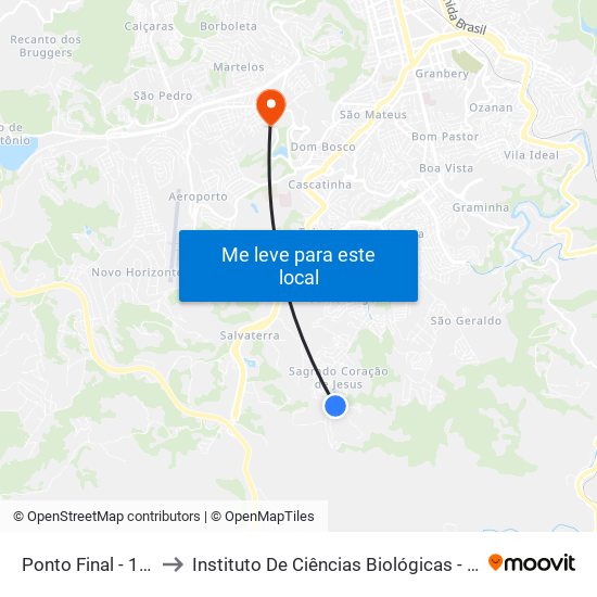 Ponto Final - 137 to Instituto De Ciências Biológicas - Icb map