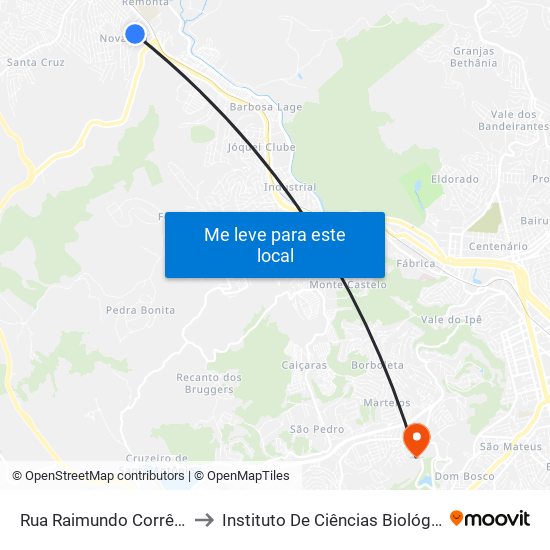 Rua Raimundo Corrêa, 1022 to Instituto De Ciências Biológicas - Icb map