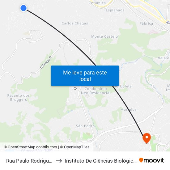 Rua Paulo Rodrigues, 50 to Instituto De Ciências Biológicas - Icb map