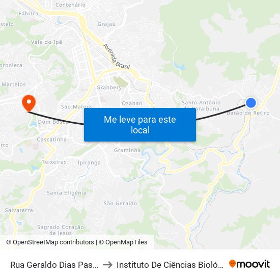 Rua Geraldo Dias Passos, 111 to Instituto De Ciências Biológicas - Icb map