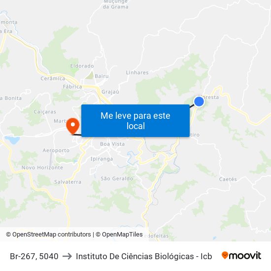 Br-267, 5040 to Instituto De Ciências Biológicas - Icb map