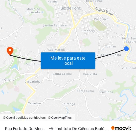 Rua Furtado De Menezes, 49 to Instituto De Ciências Biológicas - Icb map