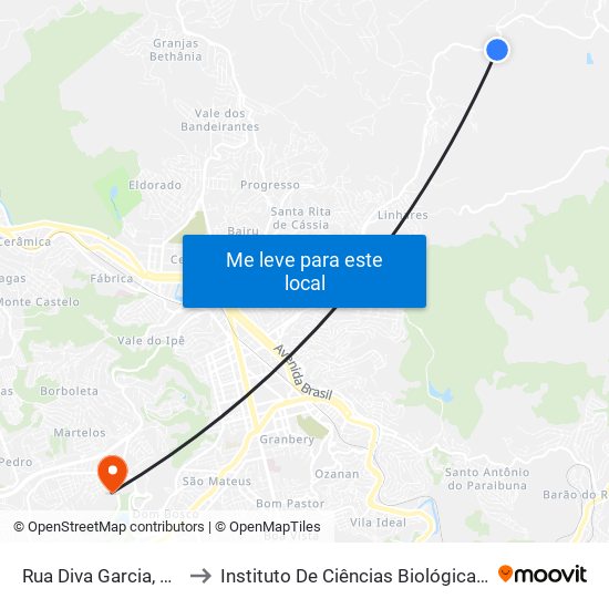 Rua Diva Garcia, 4038 to Instituto De Ciências Biológicas - Icb map