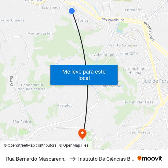 Rua Bernardo Mascarenhas / If Sudeste to Instituto De Ciências Biológicas - Icb map