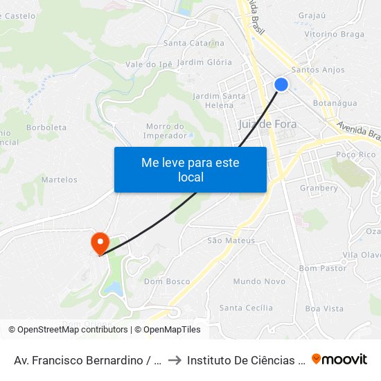 Av. Francisco Bernardino / Benjamin Constant to Instituto De Ciências Biológicas - Icb map