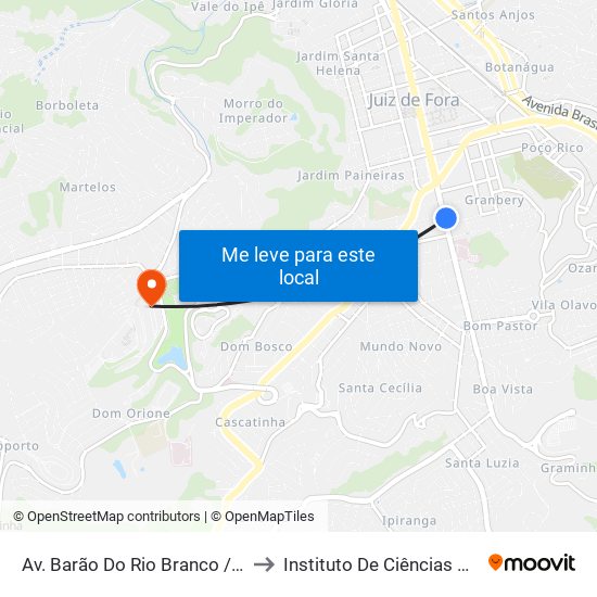 Av. Barão Do Rio Branco / Osvaldo Aranha to Instituto De Ciências Biológicas - Icb map