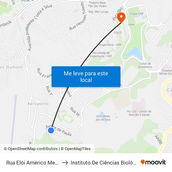 Rua Elói Américo Mendes, 55 to Instituto De Ciências Biológicas - Icb map