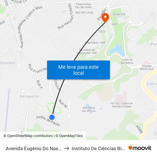 Avenida Eugênio Do Nascimento, 532 to Instituto De Ciências Biológicas - Icb map