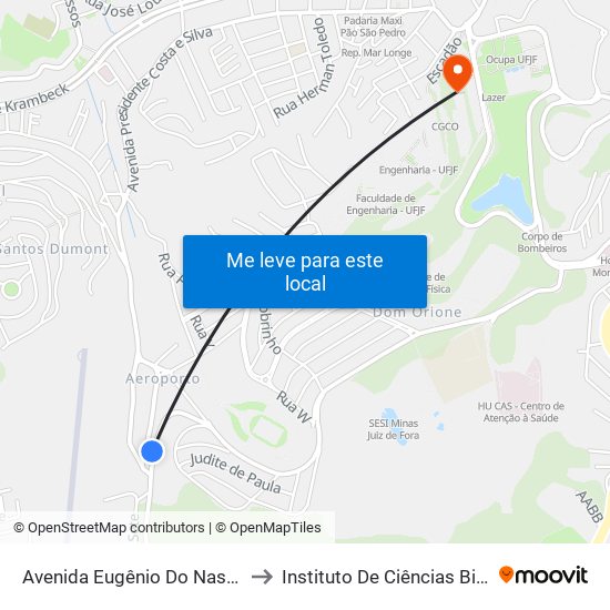 Avenida Eugênio Do Nascimento, 1050 to Instituto De Ciências Biológicas - Icb map